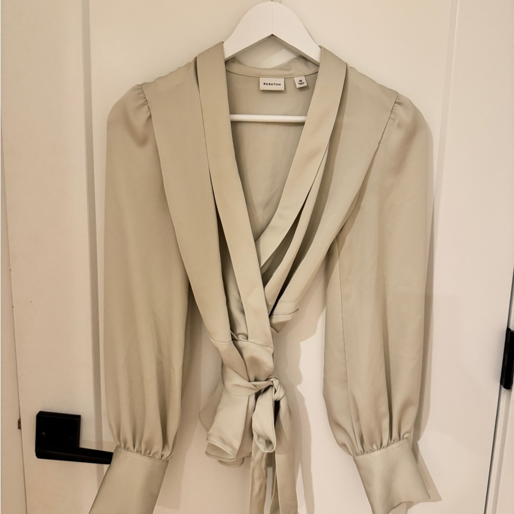 Aritzia Cream Wrap Blouse